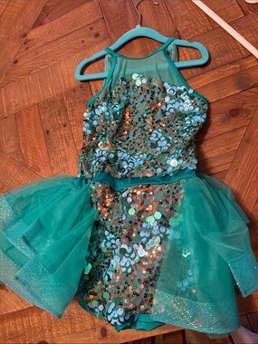 Weissman Teal Sequin Tulle Dance Costume - Kids